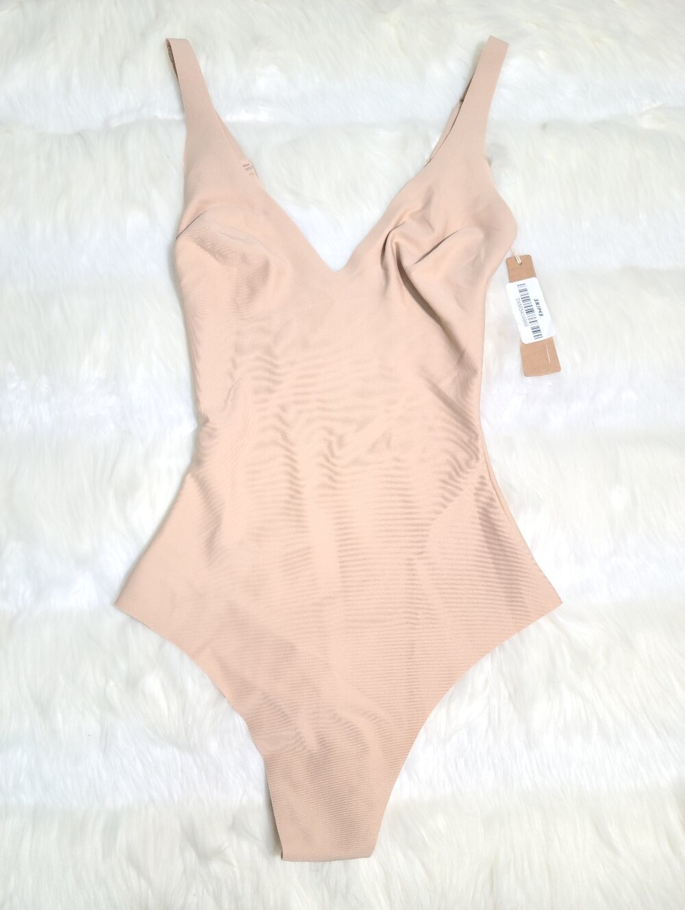 SKIMS Body Unlined Plunge Bodysuit Cream Clay Women XS NEW